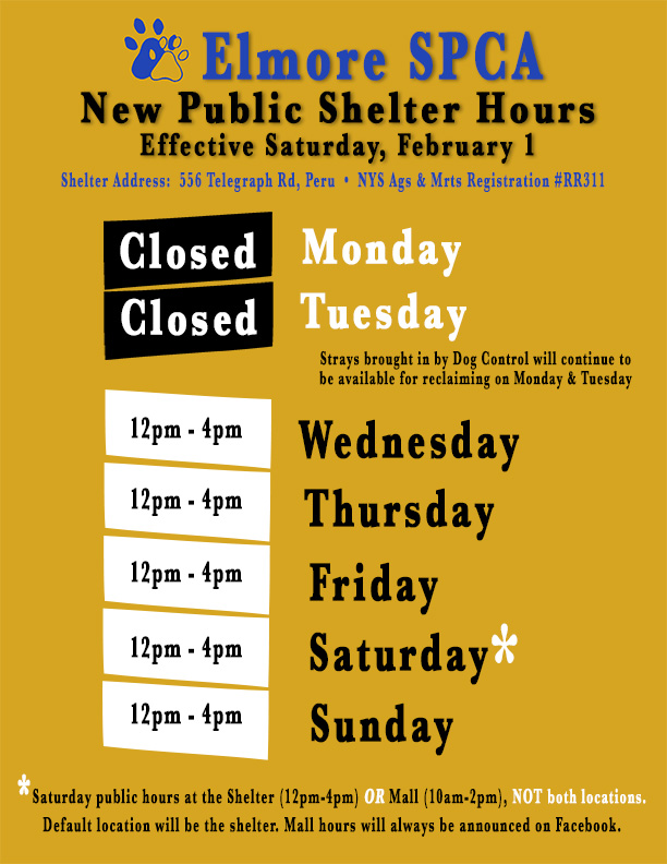 New shelter hours 2025